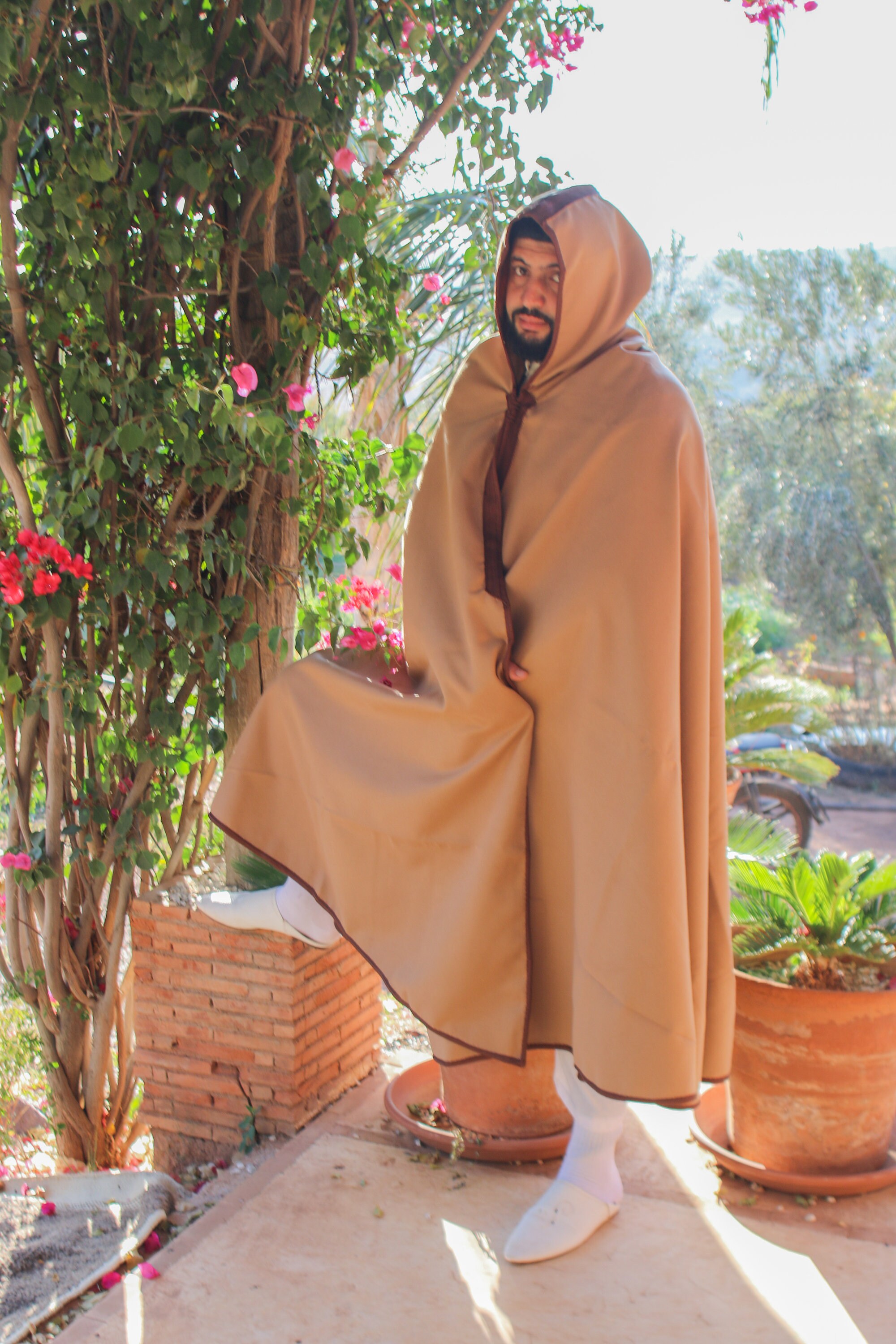 Moroccan Winter Silham Burnouse Warm Cape, Cider Long Cape