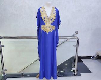 Moroccan Kaftan, Maxi Dress, Blue Kaftan, Moroccan Kaftan, Dress For Women, Cotton Soft, Gift For her, Abaya For Ramadan,