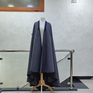 Moroccan luxury Wool winter warm cape, Dark Gray Long cape, Long winter overcoat, Poncho, Winter coat, Wool Silham, Wool Burnouse,  Overcoat