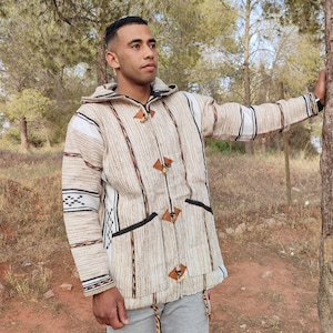 Berber Warm Jacket, Winter Jacket, Bohemian Style, Moroccan Jacket, Handmade Jacket, Vintage Hoodie, Soft Jacket, Cozy Djallaba,Cozy Jabador