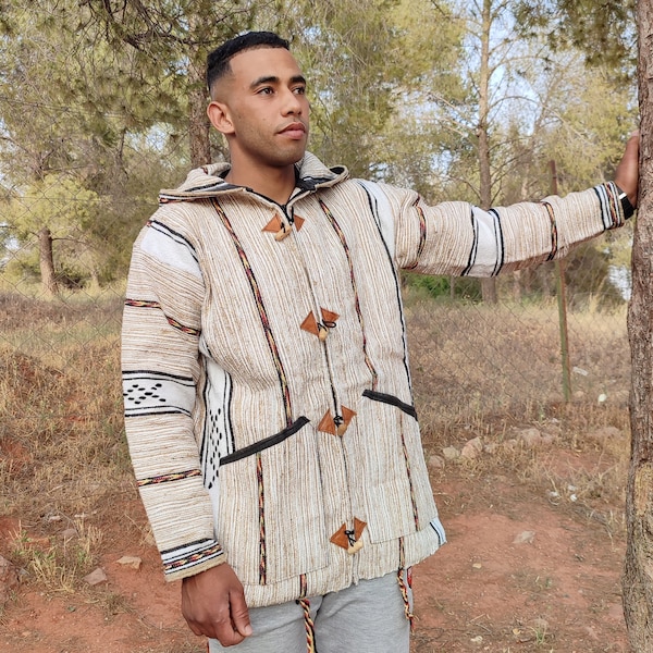 Berber Warm Jacket, Winter Jacket, Bohemian Style, Moroccan Jacket, Handmade Jacket, Vintage Hoodie, Soft Jacket, Cozy Djallaba,Cozy Jabador