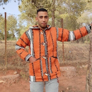 Berber Warm Jacket, Winter Jacket, Bohemian Style, Moroccan Jacket, Handmade Jacket, Vintage Hoodie, Soft Jacket, Cozy Djallaba,Cozy Jabador