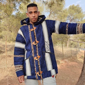 Berber Warm Jacket, Winter Jacket, Bohemian Style, Moroccan Jacket, Handmade Jacket, Vintage Hoodie, Soft Jacket, Cozy Djallaba,Cozy Jabador image 6