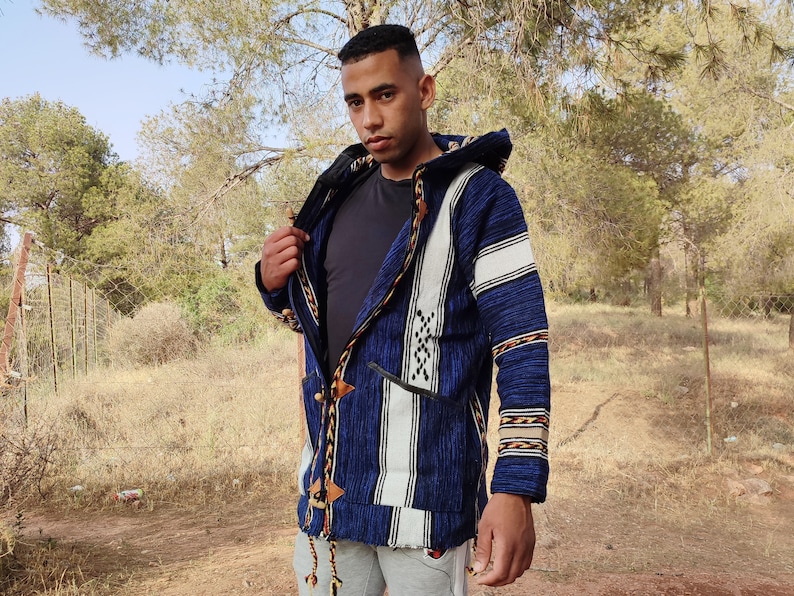 Berber Warm Jacket, Winter Jacket, Bohemian Style, Moroccan Jacket, Handmade Jacket, Vintage Hoodie, Soft Jacket, Cozy Djallaba,Cozy Jabador image 5