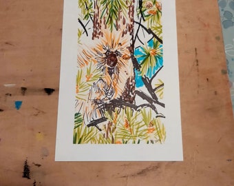 porcupine in pine ~ original marker drawing