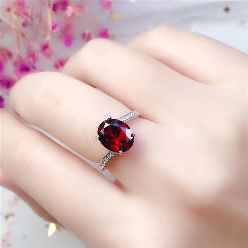 Natural Red Stone Ring, Natural Garnet Ring, S925 Silver Ring, Red Rub –  Shanali Jewelry