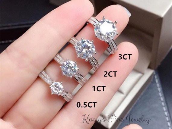Natural moissanite engagement rings hot sale