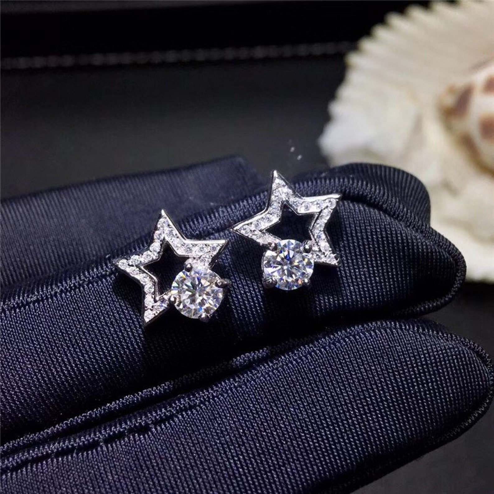 Natural Moissanite 925 Sterling Silver moissanite Earrings Etsy UK