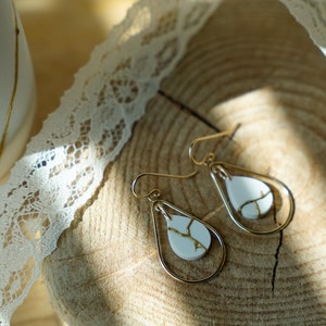 Kintsugi Teardrop Earrings 14k Gold-filled, Gift for Women