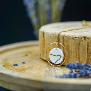 Kintsugi Circle Necklace 14k Gold-filled & Gold-plated, Gift for Women