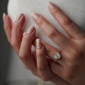 Kintsugi Inspired Heart Ring Gold-finished Stainless Steel, Gift for Her
