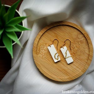 Kintsugi Dainty Earrings 14k Gold-Plated, Gift for Her