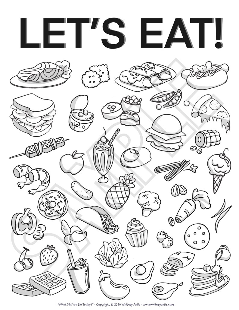 Food Coloring Sheet Printable digital Download Social emotional