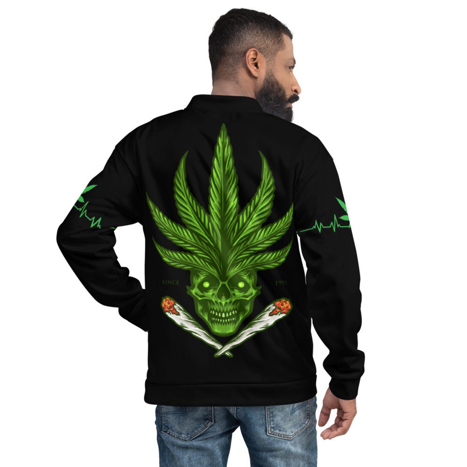 Weed leaf Unisex Bomber Jacket Etsy