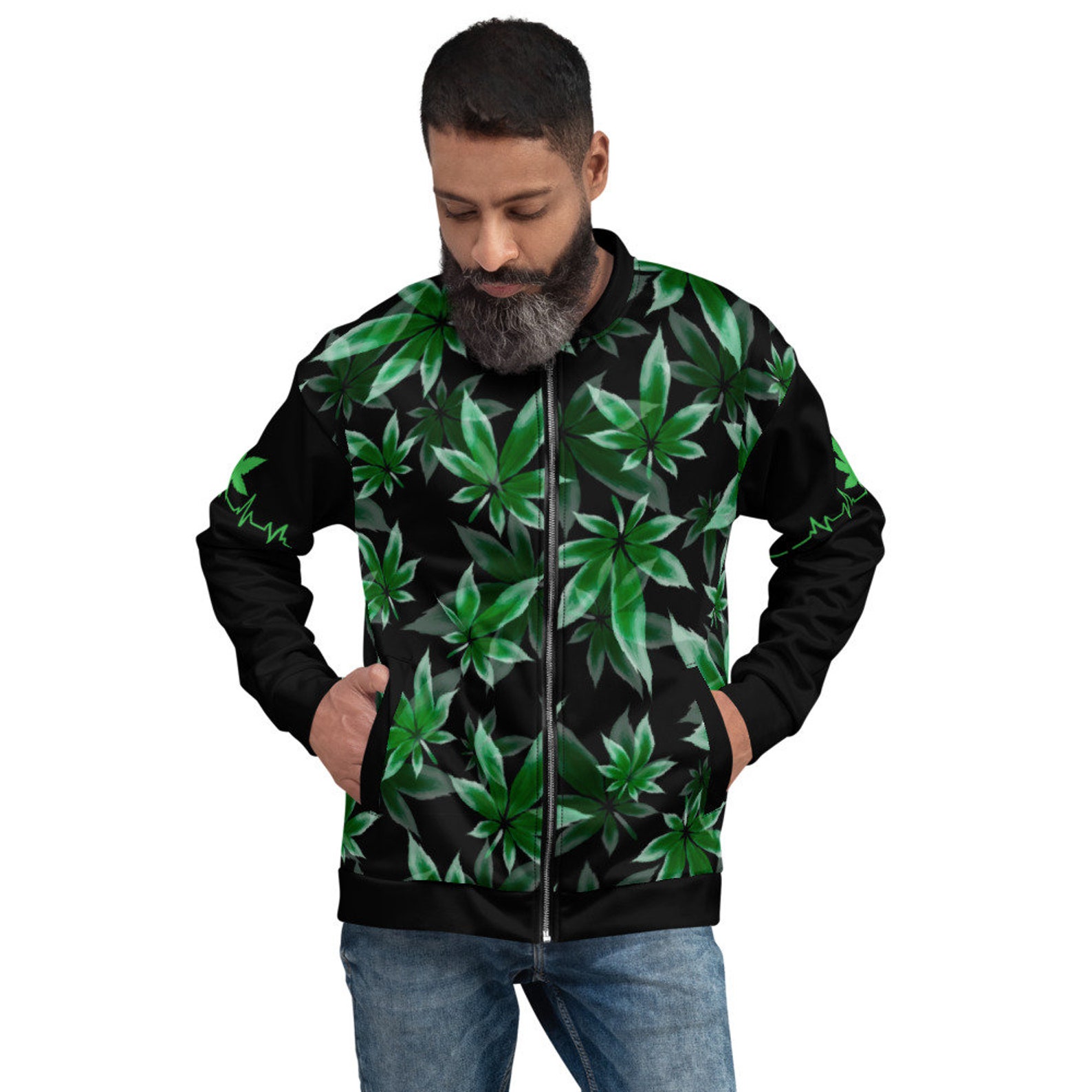 Weed leaf Unisex Bomber Jacket Etsy