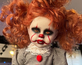 Muñeca de terror de porcelana PENNYWISE de 16 pulgadas, OOAK