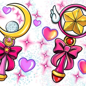 SAILOR MOON SAKURA magical girl wands digital print