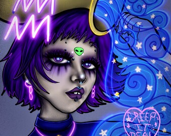 ACUARIO ~ impresión de arte digital ZODIACO chica