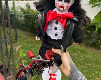 Muñeca de porcelana BILLY/JIGSAW de 16” y bicicleta