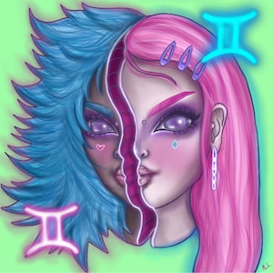 GEMINI ~ Zodiac girl ~ 5x5 Digital Print