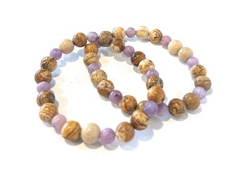 Pregnancy Support Bracelet: Picture Jasper & Lepidolite Gemstone