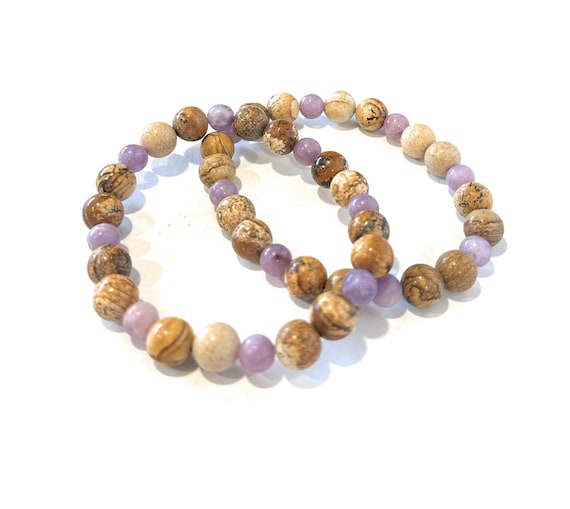 Pregnancy Support Bracelet: Picture Jasper & Lepidolite Gemstone