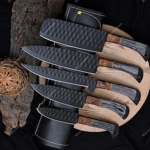 Personalized Chef Knife Set – Custom Handmade Kitchen Knives – Engraved Gift for Him, Husband, Dad – BBQ, Culinary, Anniversary Gift