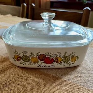 RARE Corning Ware A-1-B Spice of Life L&#39;Echalote Casserole--1 Quart--Stamped--180MA
