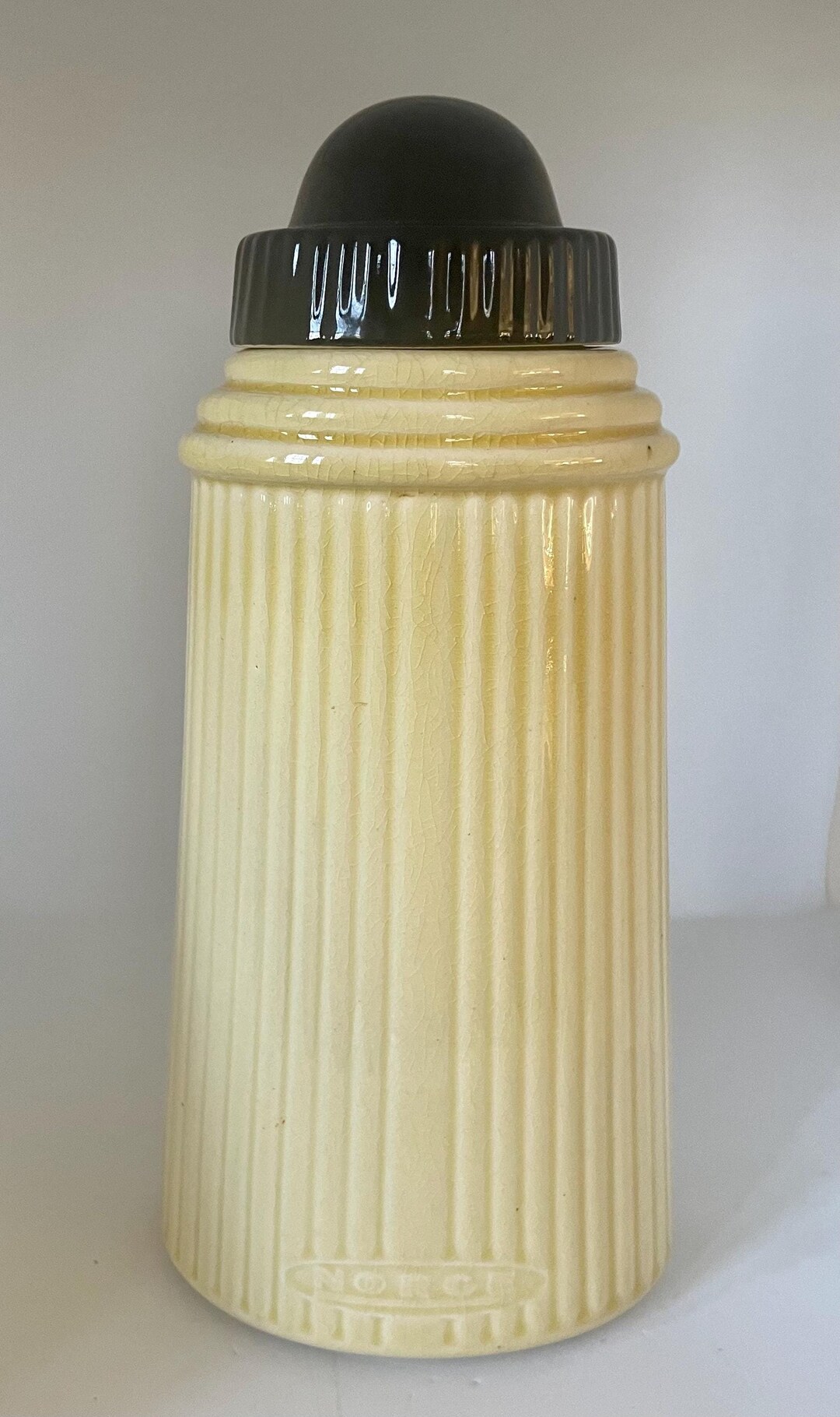 Vintage 1930's Ceramic Norge Refrigerator Water Bottle in Cream & Black ...