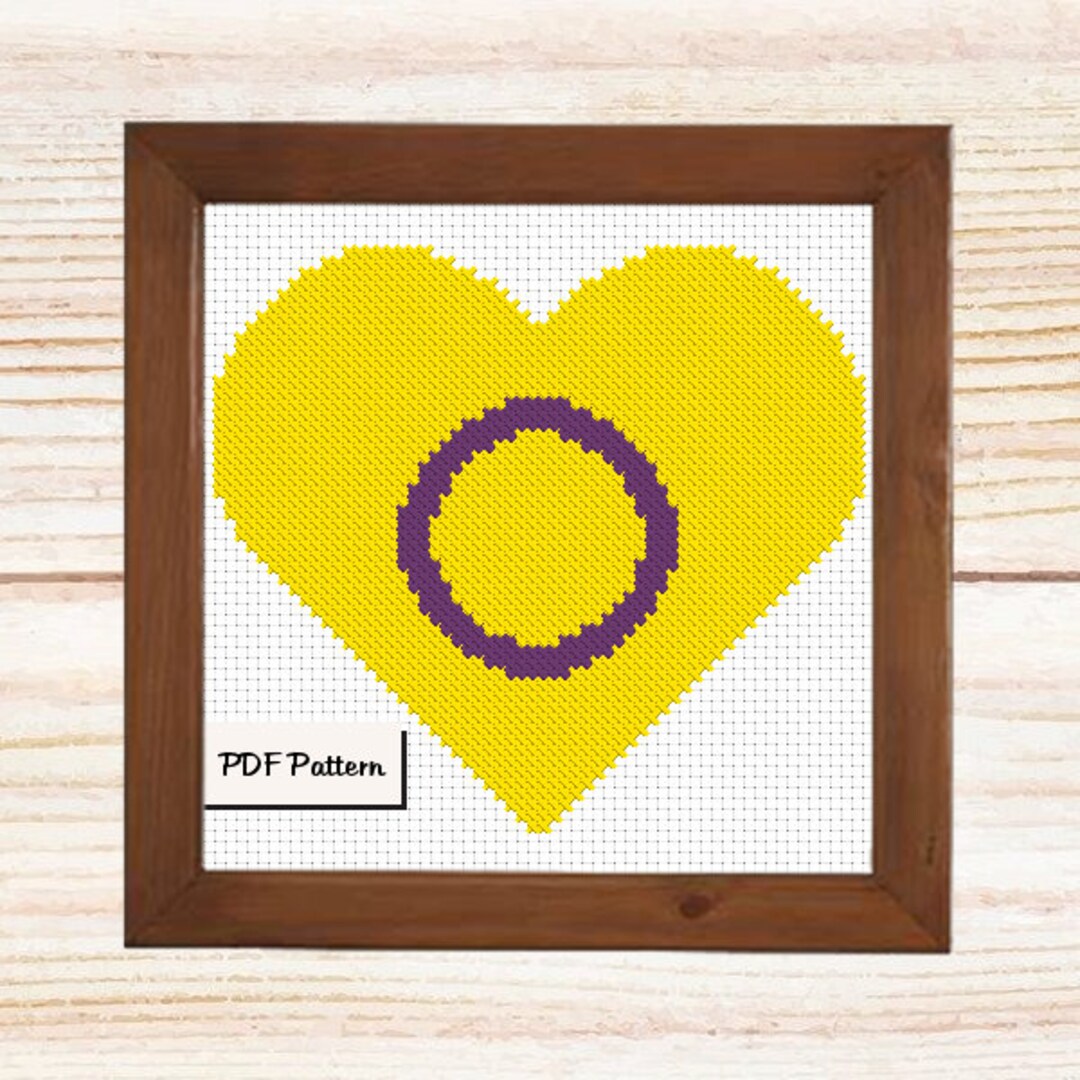 Intersex Pride Heart Cross Stitch Pattern PDF Instant Etsy