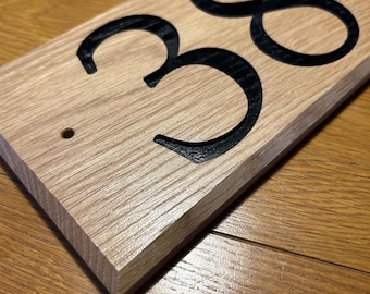 Numbered Personalised Engraved Solid Oak House sign.