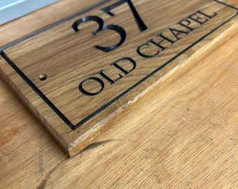 Personalised Engraved Solid Oak House sign.