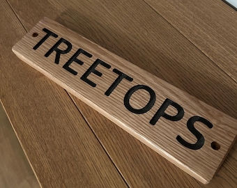 Personalised Engraved Solid Oak House sign.