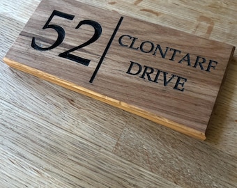 Personalised Engraved Solid Oak House sign.