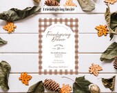 Friendsgiving Dinner Invitation | Fall Gingham Dinner Invite | Editable Canva Template
