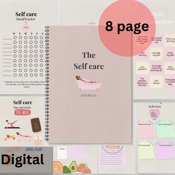 Self care journal / daily affirmation / meal plan / mood tracker / weekly reflection / bullet journal