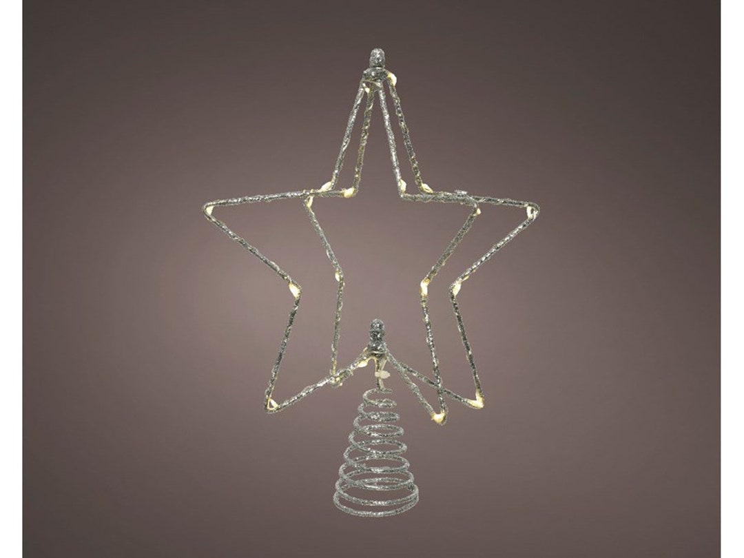 Metal 3D LED Silver Glitter Star Christmas Tree Topper - Etsy UK