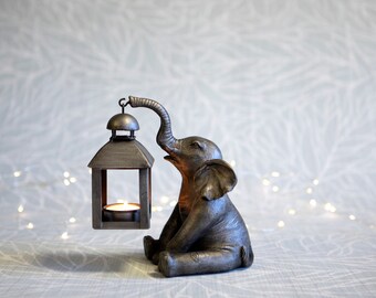 Elephant with Lantern Tealight Holder