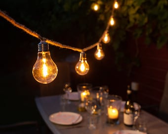 20 Jute Rope Festoon Lights Connectable