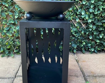 Small Black Fire Pit Bowl with Wood Store