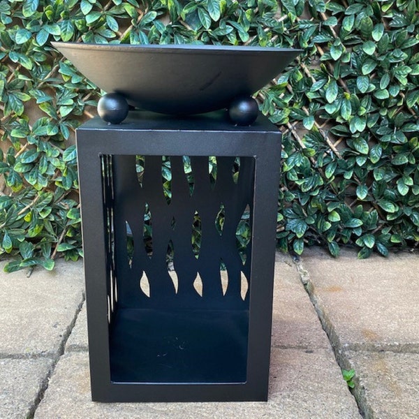 Small Black Fire Pit Bowl with Wood Store