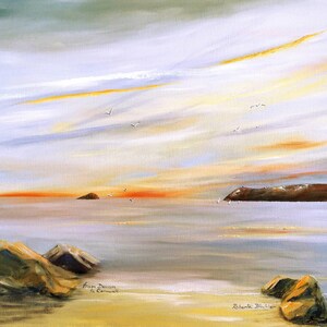 Plymouth Sound Framed Print: Devon to Cornwall Coastal View. From my original oil painting. Available in 3 sizes.