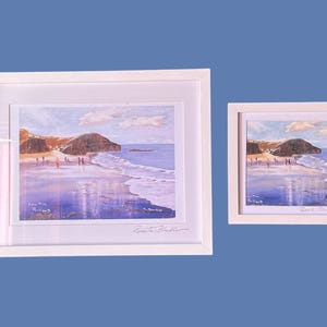 Cornish Beach-print: geportretteerd zeegezicht, gesigneerde ingelijste kunst