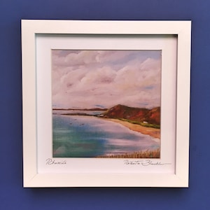 Ingelijste gesigneerde print van Rhossili, op het schiereiland Gower. Van mijn origineel olieverfschilderij. 2 maten beschikbaar.