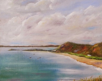 Lámina enmarcada de Rhossili: Firmada por Gower Peninsula Art, Gales, a partir de mi pintura al óleo original. Disponible en 3 tamaños.