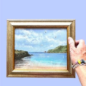 Wonwell Beach Oil Painting. Devon Seascape. Framed.