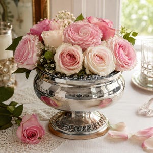 【IANTHE】ローズボウルバラ / 薔薇の花器セット　5点【シルバープレート】 Ianthe Rose Bowl - Etsy