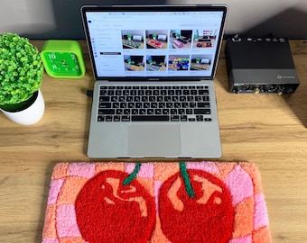CANDY Tufted Keyboard Rug - Handmade Pink Punch Needle Desk Mat and ...