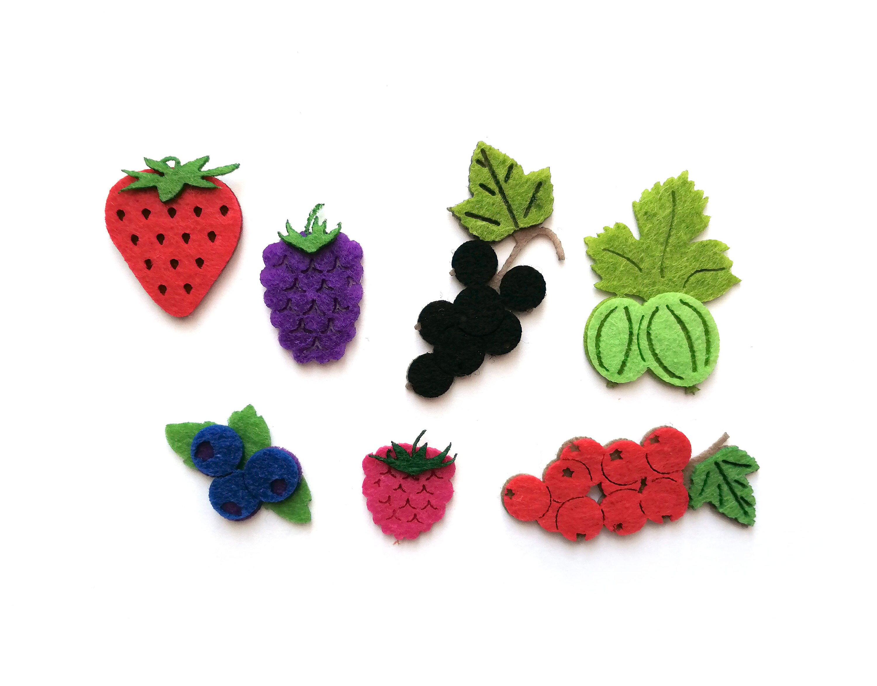 Felt Berries, Pre Cut Felt Shapes Quiet Book, Die Cut Kit for Quiet