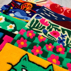 Handmade Tufted Fluffy Keyboard Rug - Punch Needle Desk Mat, Office Decor or Unique Gift